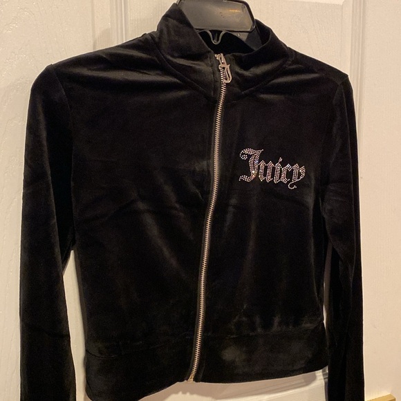 BNWT JUICY COUTURE Black/Silver Velour Full Zip Jacket Women's Size Medium - Picture 1 of 8